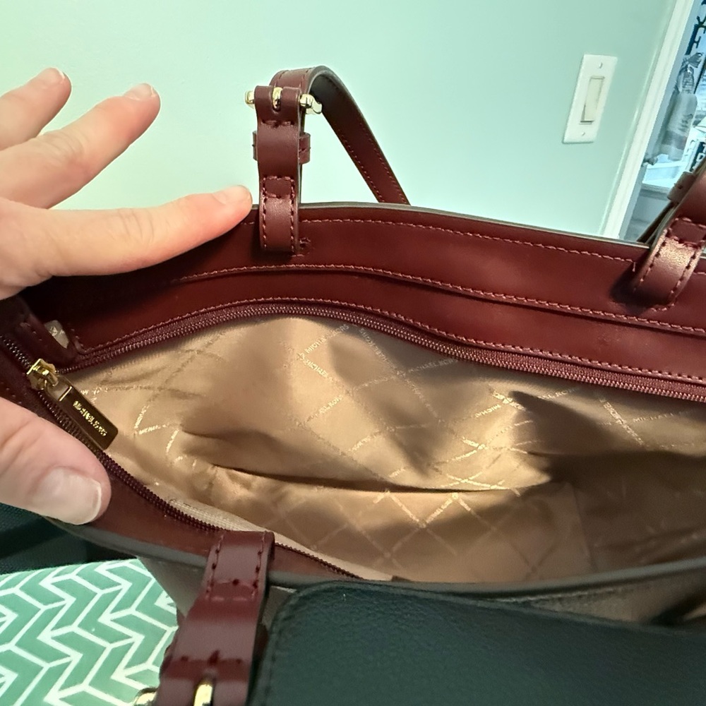 Michael Kors Burgundy Leather Tote Bag - Picture 3 of 5